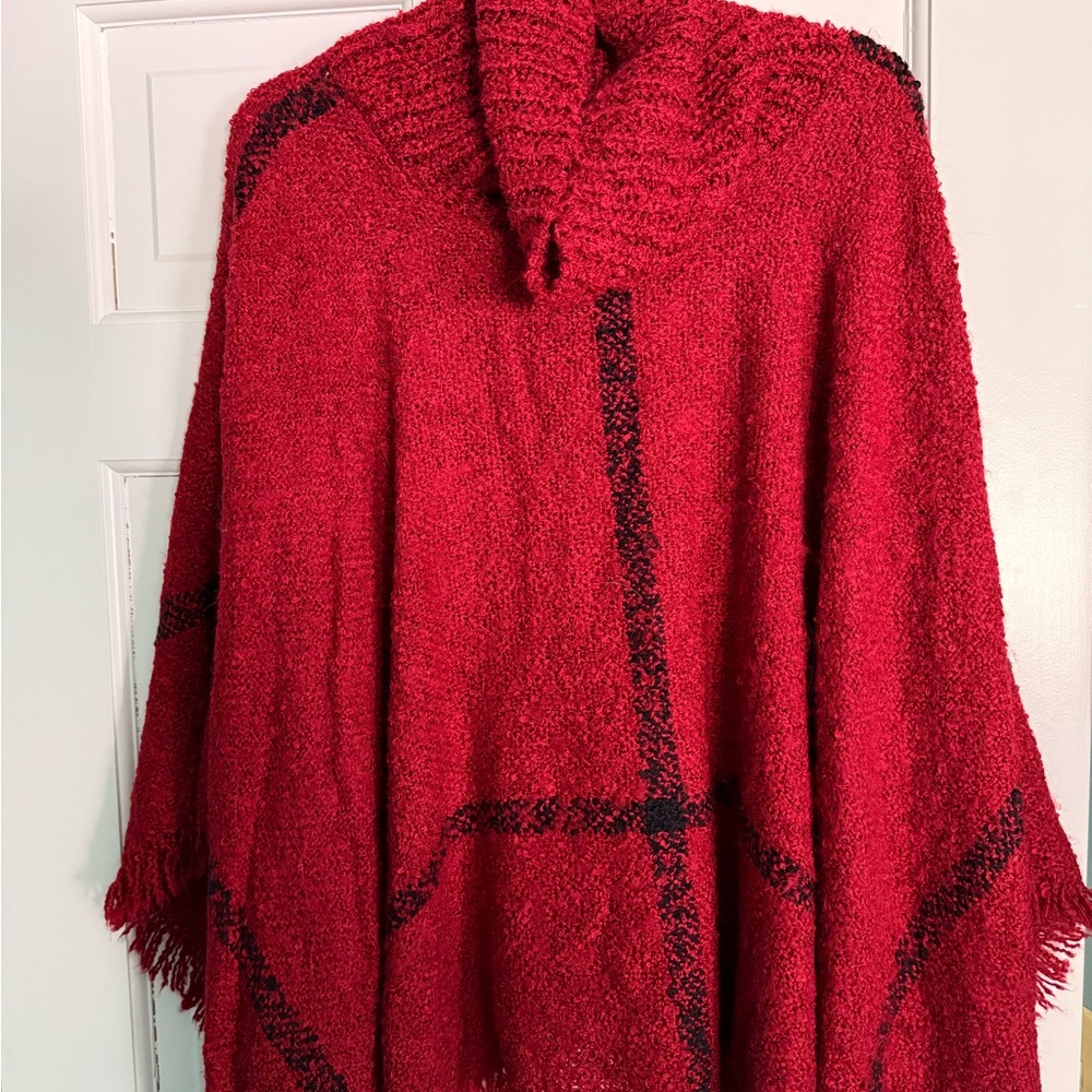 Red poncho sweater